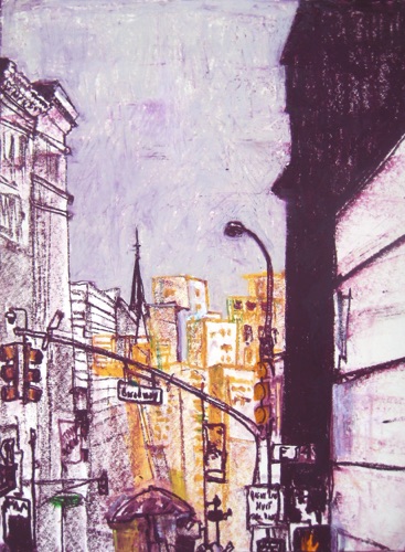 Union Square Broadway (sold); 
Oil Pastel, Oilstick/Paper, 2015; 
24 x 18 in.